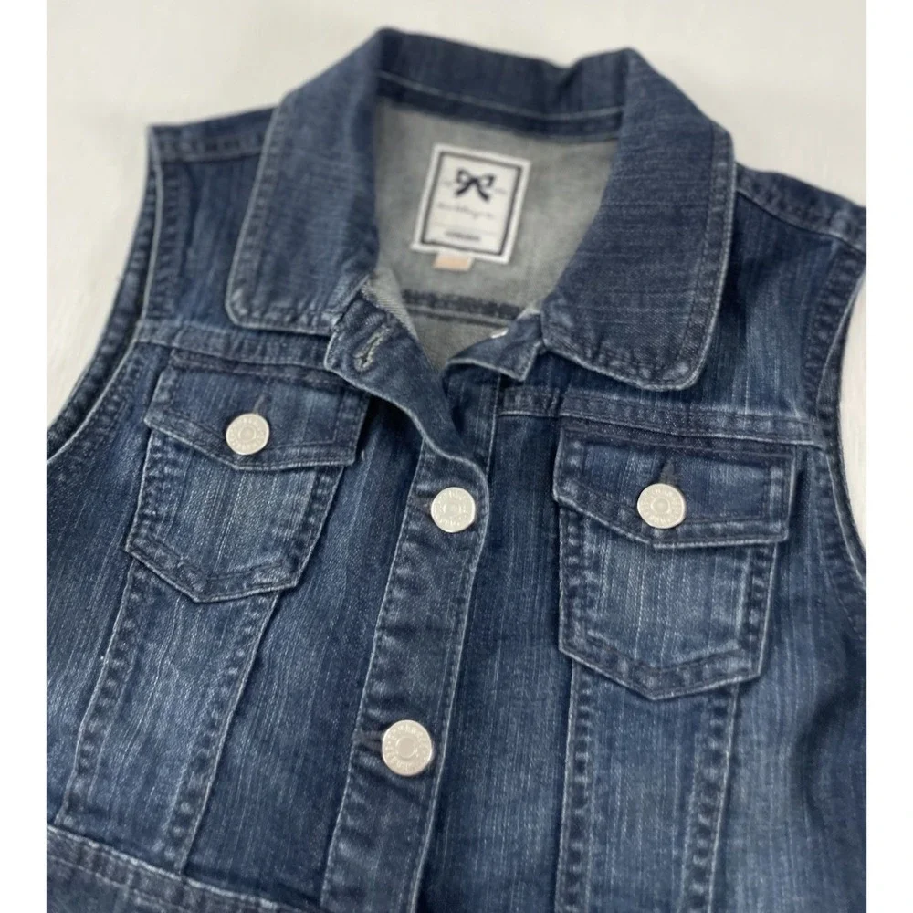 Gymboree Blue‎ Denim Button Cowgirl Jean Vest Cropped Size Large 10/12 Stretch